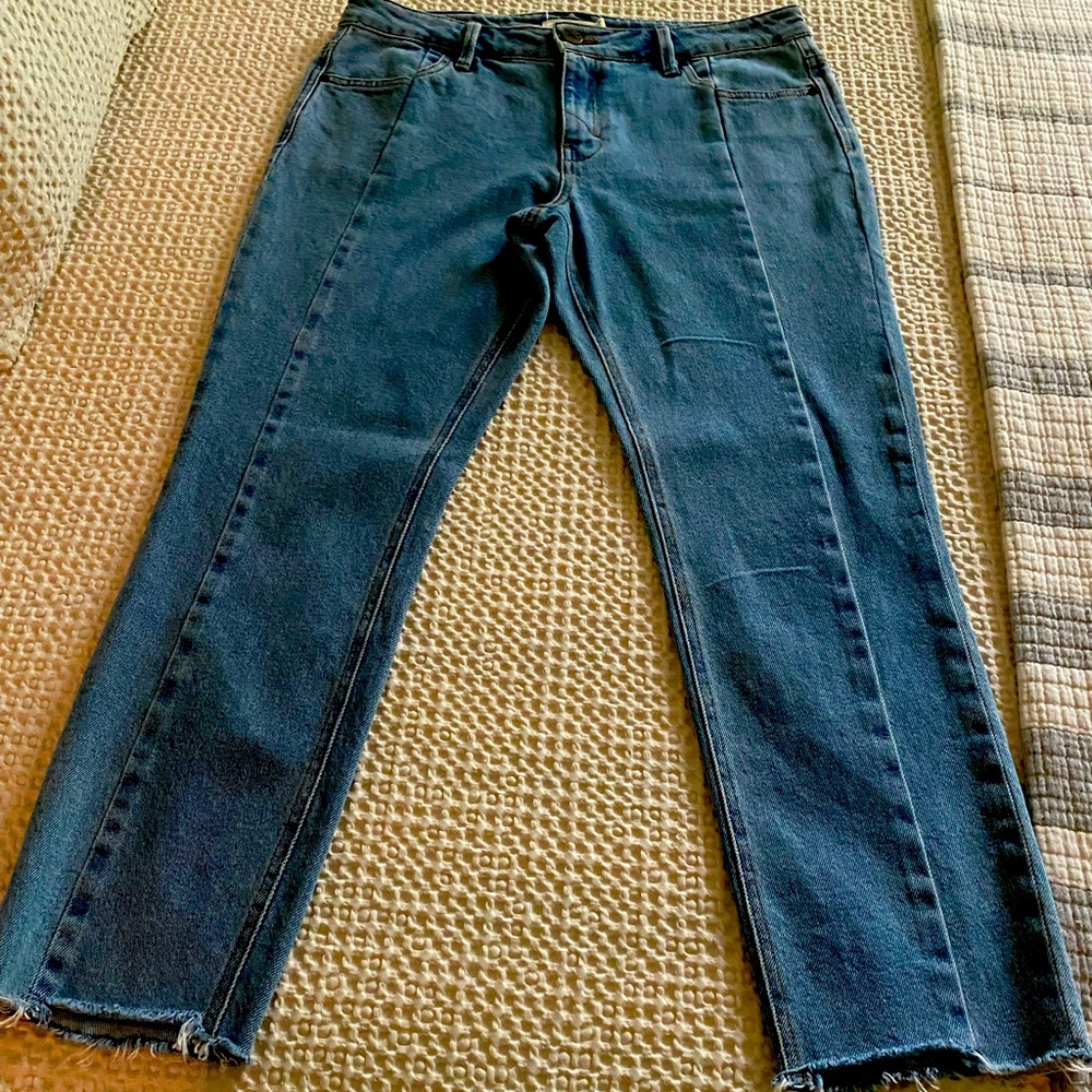 Never worn size 27” Unpublished blue ankle cropped jeans.